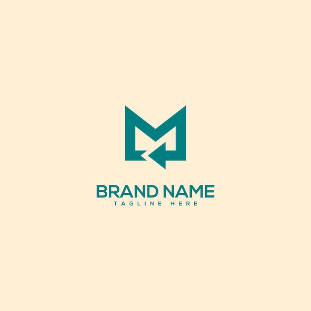 Vector de plantilla de diseño de logotipo de letra M y flecha mínima del alfabeto