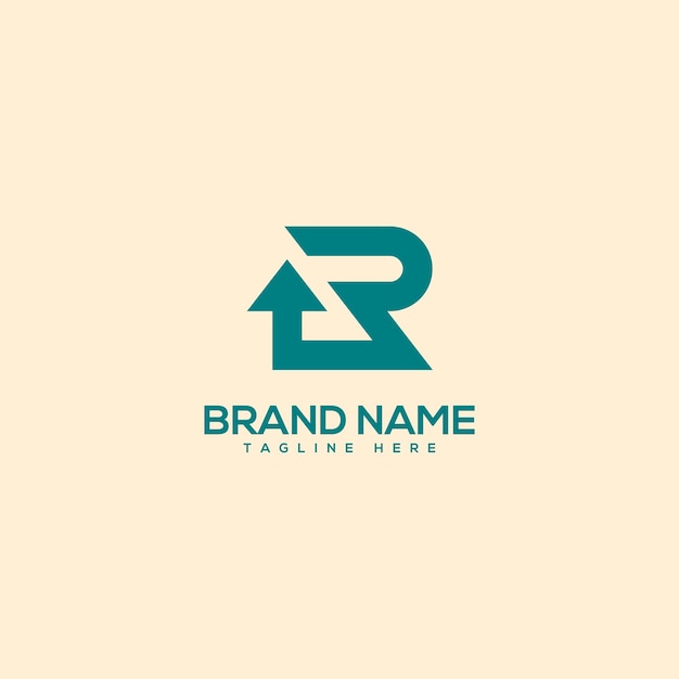 Vector de plantilla de diseño de logotipo de letra R y flecha mínima del alfabeto.