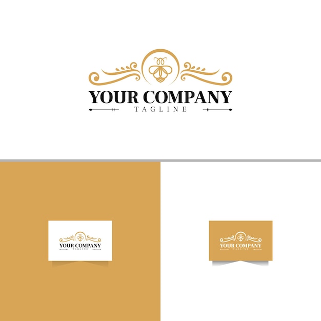Vector de plantilla de diseño de logotipo de lujo de abeja