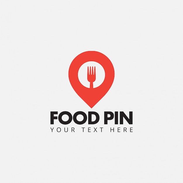 Vector de plantilla de diseño de logotipo de pin de comida aislado