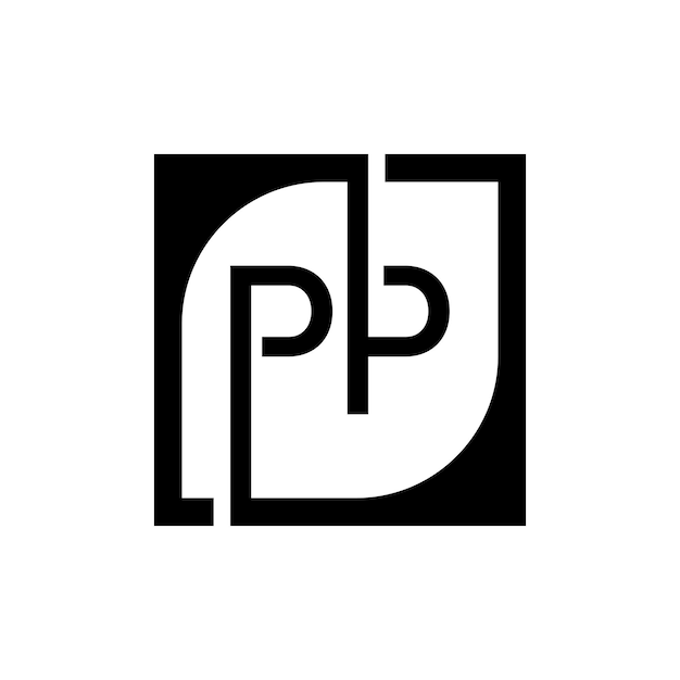Vector De Plantilla De Diseño De Logotipo PP Con Fondo Cuadrado