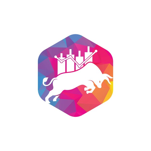 Vector de plantilla de diseño de logotipo de toro Forex con logotipo de comerciante alcista