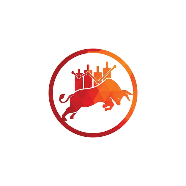 Vector de plantilla de diseño de logotipo de toro Forex con logotipo de comerciante alcista