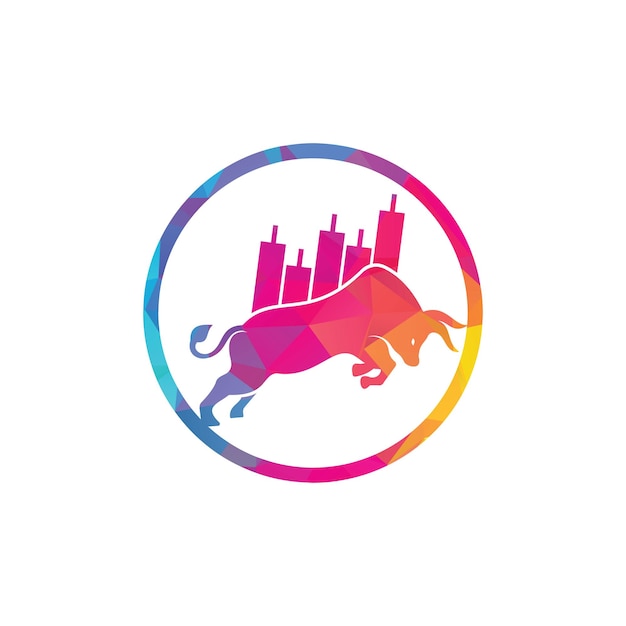 Vector de plantilla de diseño de logotipo de toro Forex con logotipo de comerciante alcista
