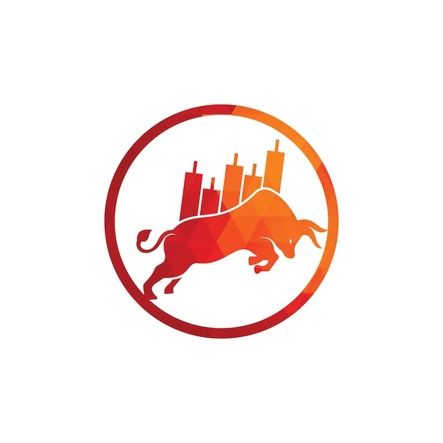 Vector de plantilla de diseño de logotipo de toro Forex con logotipo de comerciante alcista