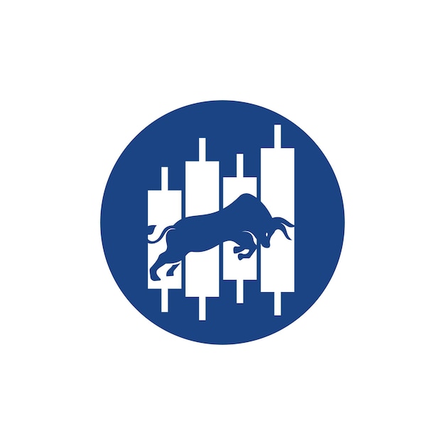 Vector de plantilla de diseño de logotipo de toro Forex con logotipo de comerciante alcista