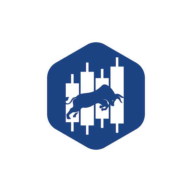 Vector de plantilla de diseño de logotipo de toro Forex con logotipo de comerciante alcista