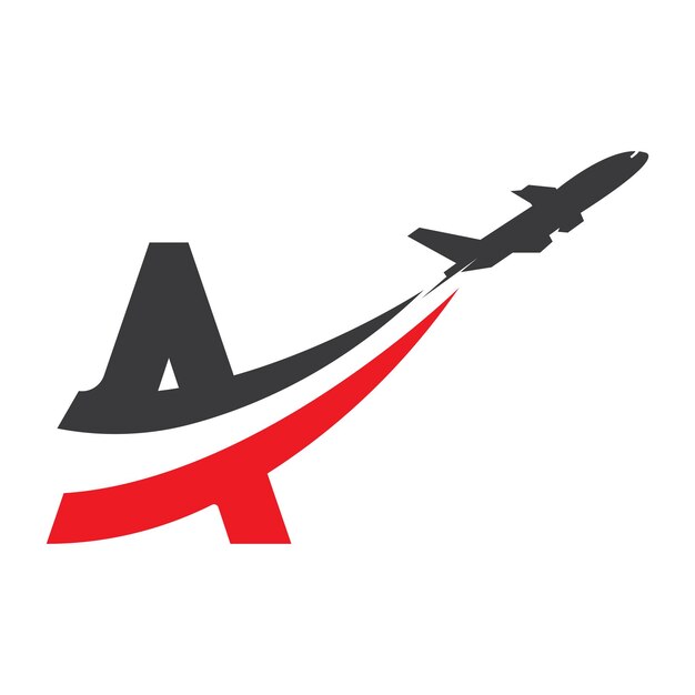 Vector de plantilla de diseño de logotipo de viaje aéreo de letra A