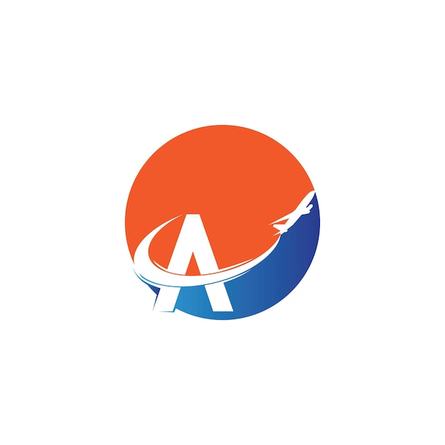 Vector de plantilla de diseño de logotipo de viajes aéreos de letra A