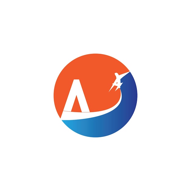 Vector de plantilla de diseño de logotipo de viajes aéreos de letra A
