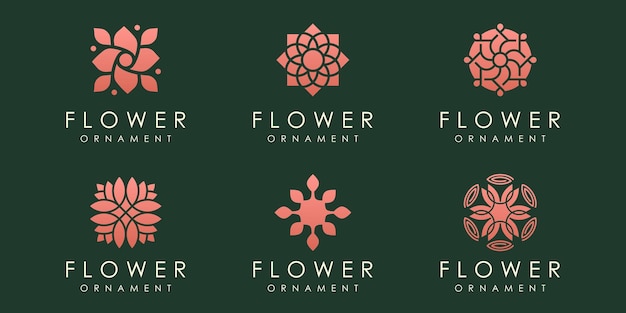 Vector de plantilla de diseño de naturaleza de conjunto de iconos de logotipo de flor