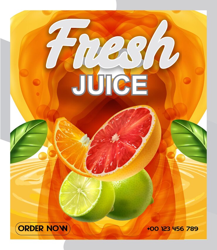 Vector de plantilla de diseño de póster de jugo