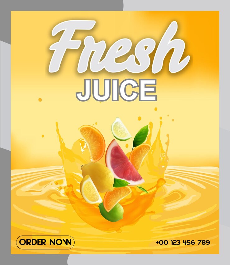 Vector de plantilla de diseño de póster de jugo
