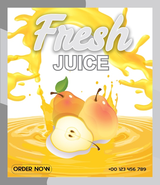 Vector de plantilla de diseño de póster de jugo