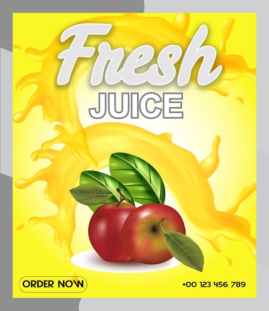 Vector de plantilla de diseño de póster de jugo