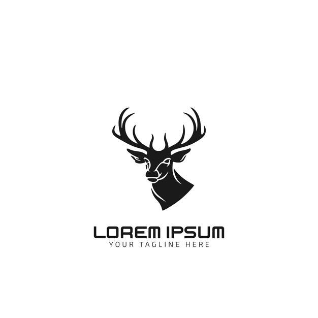 Vector de plantilla de diseño de silueta de icono de logotipo de ciervo