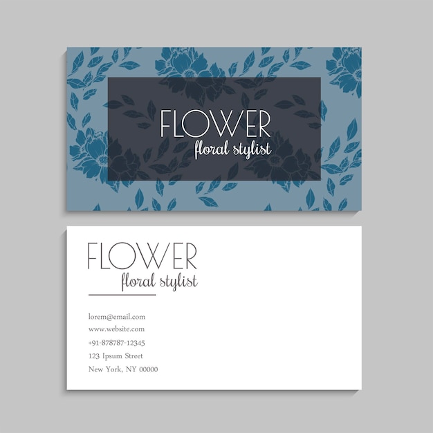 Vector de plantilla de diseño de tarjeta de nombre de tarjeta de visita de patrón floral lindo