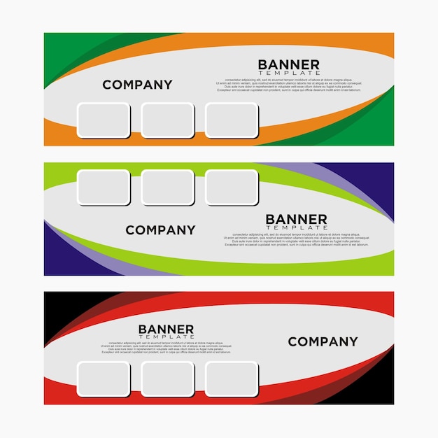 Vector de plantilla de diseño de tres banners