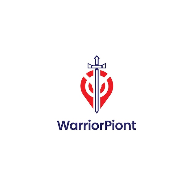 Vector de plantilla de diseño de ubicación del logotipo de la punta de la espada y totalmente editable