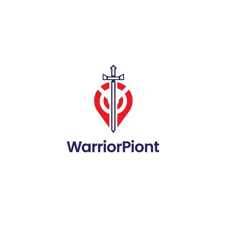 Vector de plantilla de diseño de ubicación del logotipo de la punta de la espada y totalmente editable