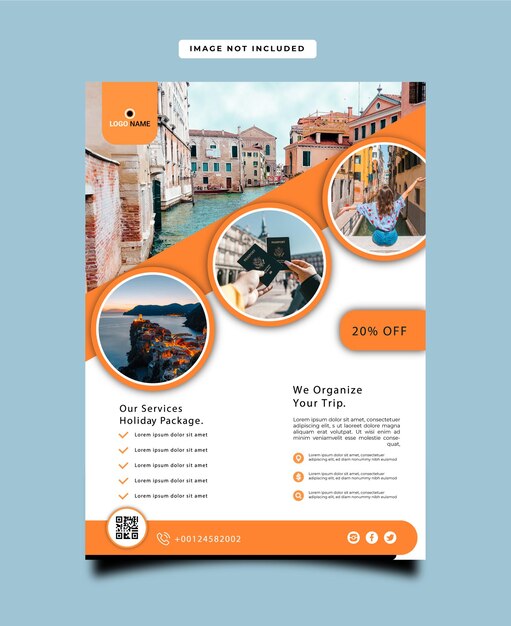 Vector de plantilla de diseño de volante de viaje y viaje