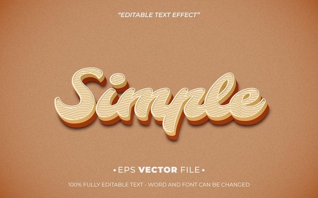 Vector de plantilla de efecto de texto editable de estilo retro simple