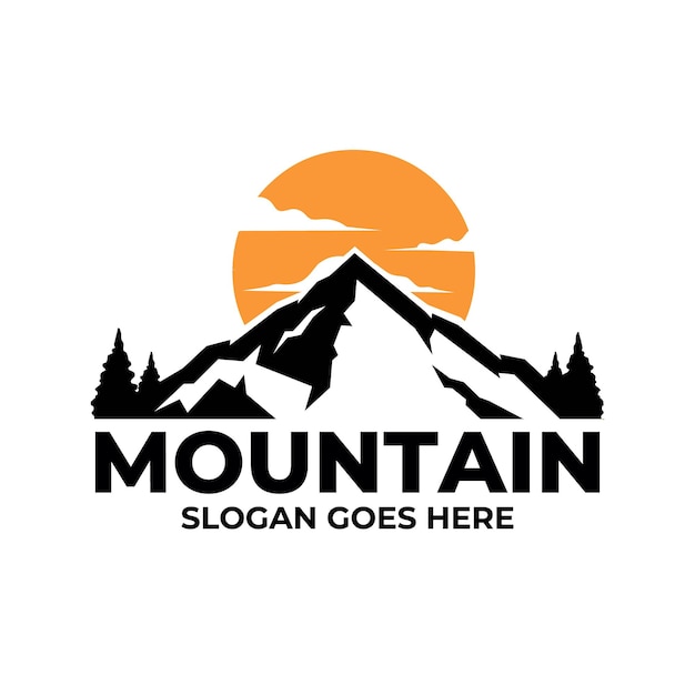 Vector de plantilla de emblema de logotipo de montaña aislado
