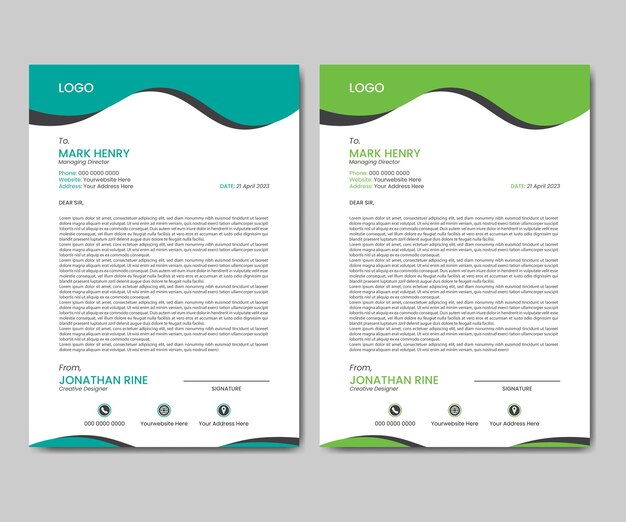 Vector de plantilla de encabezado de carta de vector premium