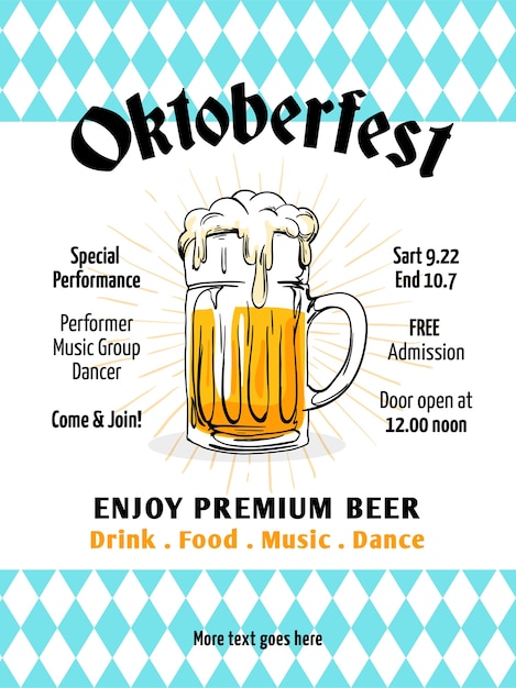 Vector de plantilla de flyer de fondo Oktoberfest