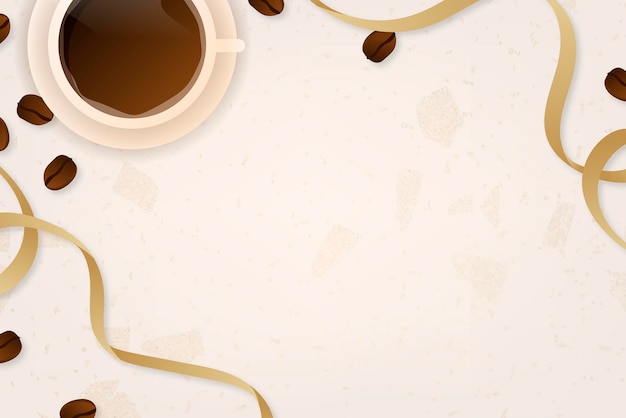 Vector de plantilla de fondo beige de taza de café