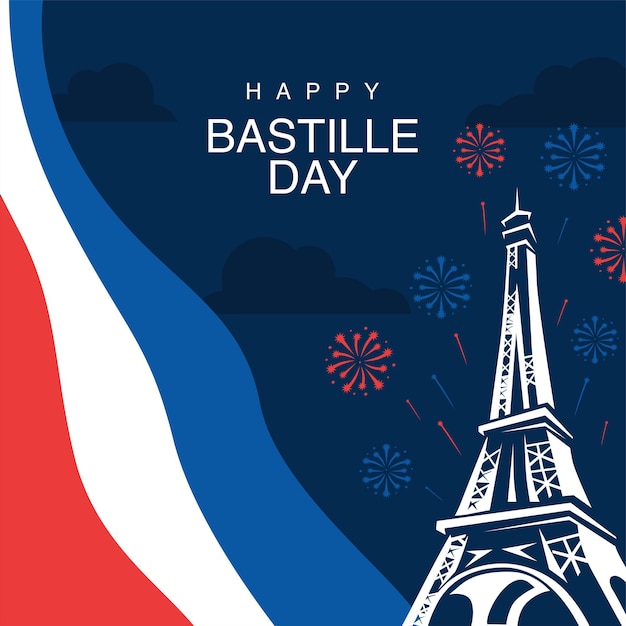 Vector de plantilla de fondo del día de la feliz Bastilla