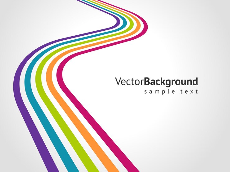 Vector vector de plantilla de fondo de diseño de patrón geométrico curvo de rayas de arco iris multicolor abstracto