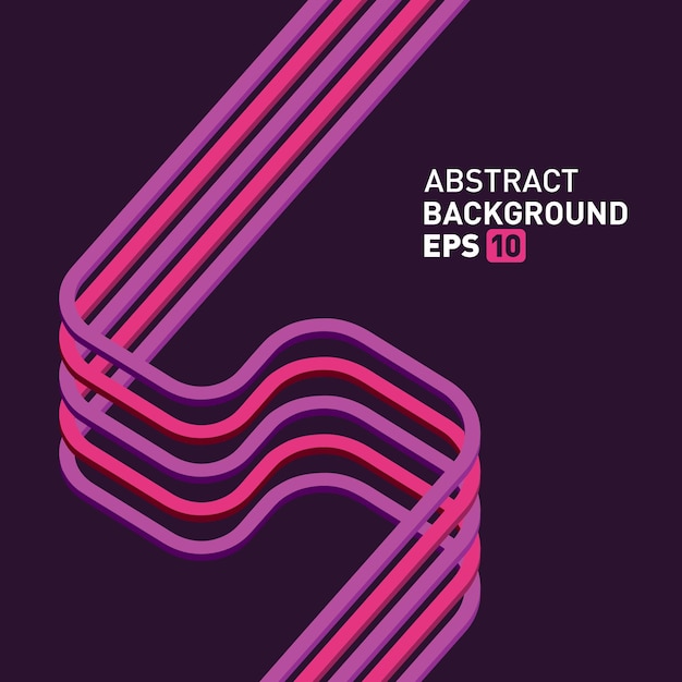 Vector de plantilla de fondo de líneas curvas de flujo de movimiento de rayas geométricas de laberinto púrpura brillante