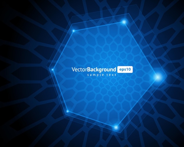 Vector vector de plantilla de fondo realista de ornamento geométrico de ciberespacio de alta tecnología de vidrio hexagonal abstracto