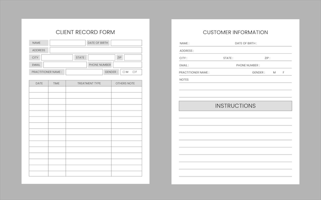 Vector de plantilla de formulario de registro de cliente