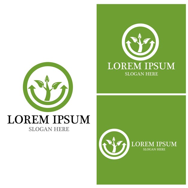 Vector de plantilla de icono y símbolo de hoja de naturaleza