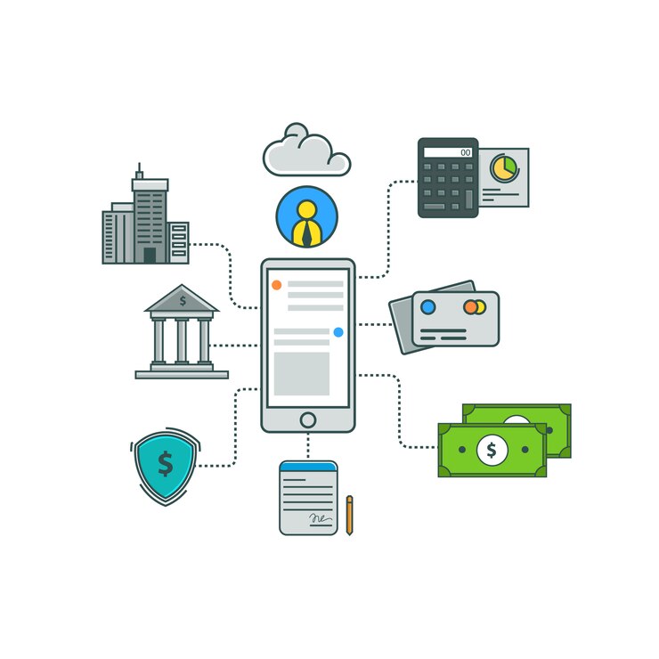 vector de plantilla de infografía aplicación finanzas empresariales