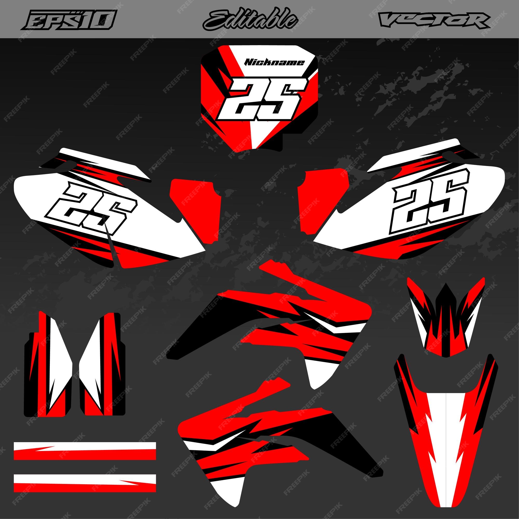 detergente fecha País de origen Vector de plantilla de kit de gráficos de etiqueta de bicicleta de motocross  | Vector Premium