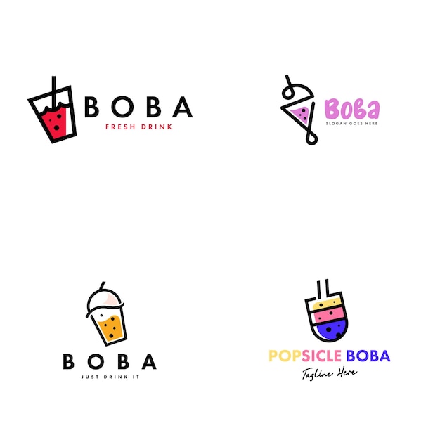Vector de plantilla de logotipo de bebida Boba