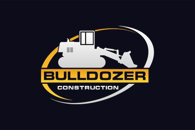 Vector de plantilla de logotipo de bulldozer Vector de logotipo de equipo pesado para la construcción.