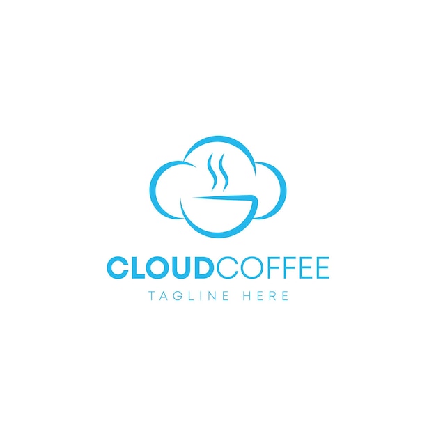 Vector de plantilla de logotipo de café en la nube