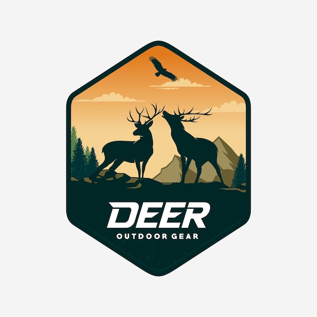 Vector de plantilla de logotipo de ciervo Vector de ilustración de logotipo de equipo al aire libre de ciervo