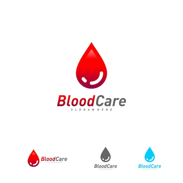 Vector de plantilla de logotipo de donación de sangre Concepto de diseño de logotipo de gota de sangre