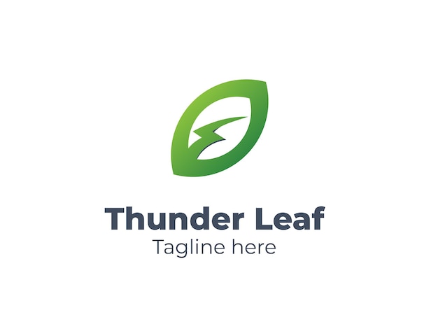 Vector vector de plantilla de logotipo eléctrico thunder leaf