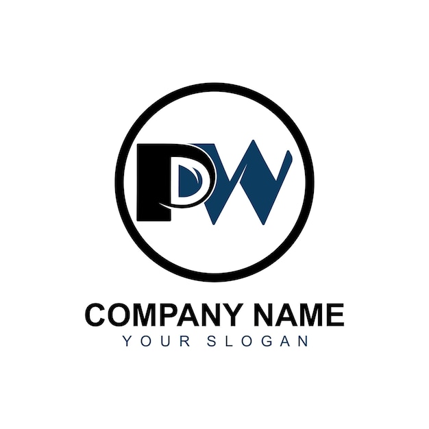 Vector de plantilla de logotipo de escritura a mano de la firma inicial de PW