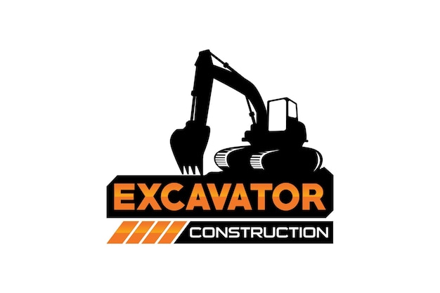 Vector de plantilla de logotipo de excavadora vector de logotipo de equipo pesado para la construcción.