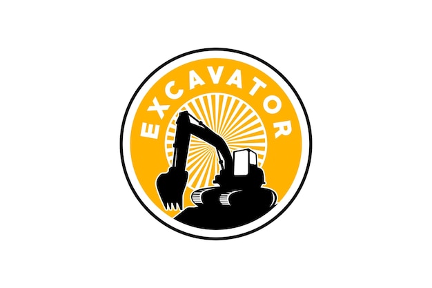 Vector de plantilla de logotipo de excavadora Vector de logotipo de equipo pesado para la construcción.