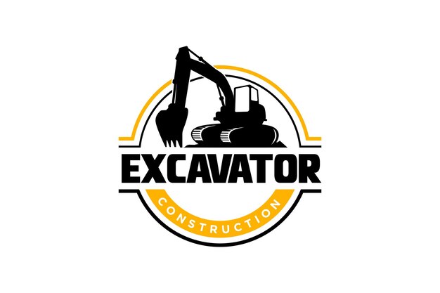 Vector de plantilla de logotipo de excavadora Vector de logotipo de equipo pesado para la construcción.