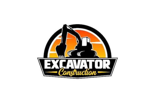 Vector de plantilla de logotipo de excavadora Vector de logotipo de equipo pesado para la construcción.