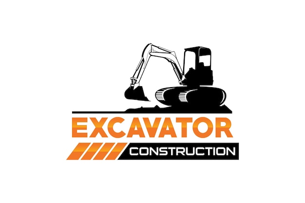 Vector de plantilla de logotipo de excavadora Vector de logotipo de equipo pesado para la construcción.